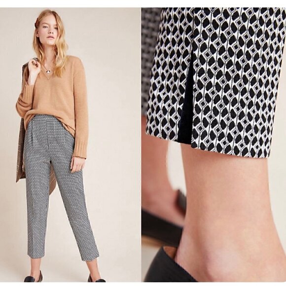 Anthropologie Pants - #91 Anthropologie Black Larkin Jacquard Trouser in Black Motif